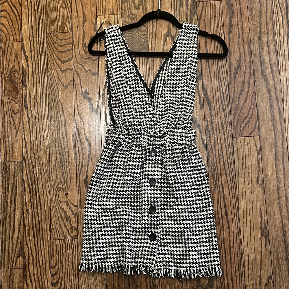 Zara Black and White Houndstooth Dress